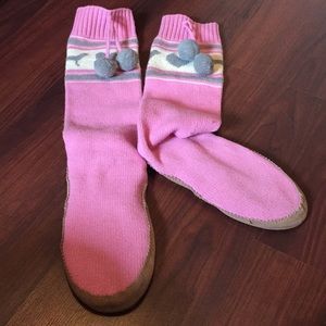 VS Pink Lambswool and Leather Slippers